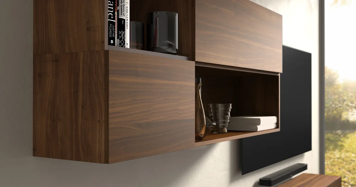 Parete Componibile Moderna In Noce con Basi Sospese Modigliani - immagine 5