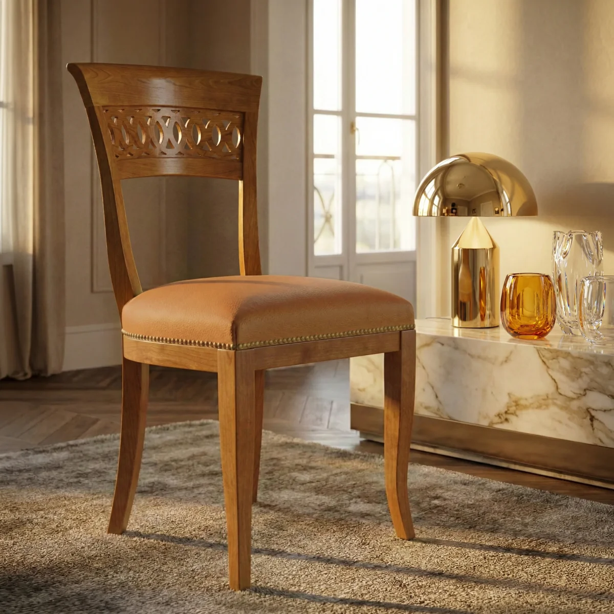 Sedia Classica Sinuosa in Vera Pelle D'Este - immagine 5