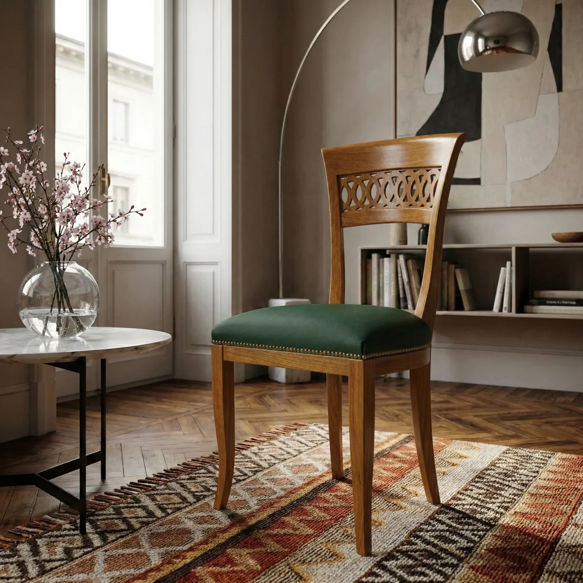 Sedia Classica Sinuosa in Vera Pelle D'Este - immagine 4