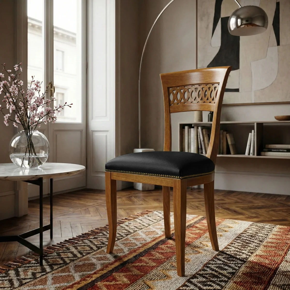 Sedia Classica Sinuosa in Vera Pelle D'Este - immagine 6