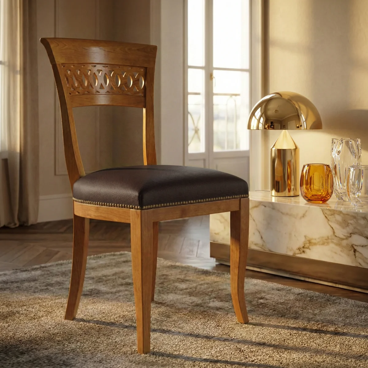 Sedia Classica Sinuosa in Vera Pelle D'Este - immagine 7